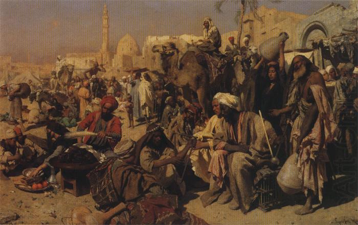 Leopold Carl Muller Market Place Outside the Gates of Cairo. china oil painting image